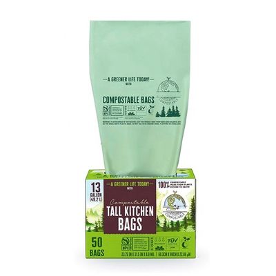 قیمت خوب عمده فروشی پایدار 100٪ نشاسته ذرت قابل تجزیه سفارشی چاپ شده آشپزخانه بلند قابل کمپوست کیسه سطحی سطل زباله برای خرد کردن مواد غذایی آنلاین